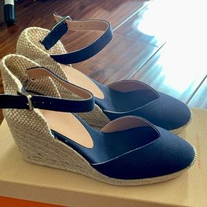 Castañer Chiarita 90mm espadrille sandals Navy size 38/7.5